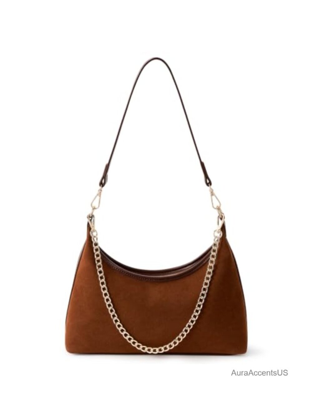 Faux Suede Small Hobo Shoulder Bag with 3 Straps